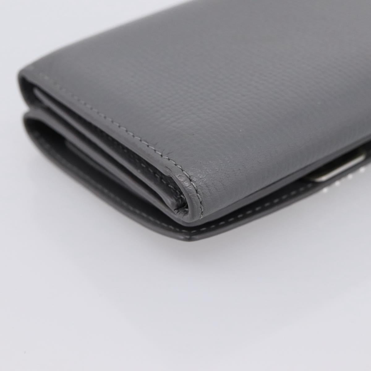 LOEWE Anagram Trifold Wallet Leather Gray Silver Auth 203094A