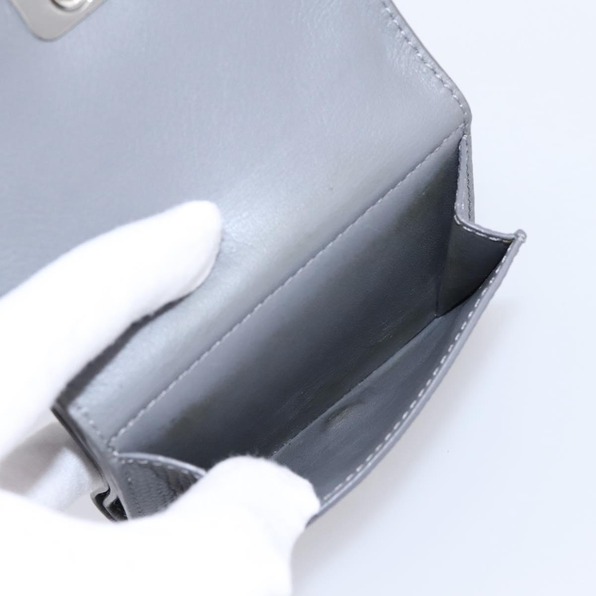 LOEWE Anagram Trifold Wallet Leather Gray Silver Auth 203094A