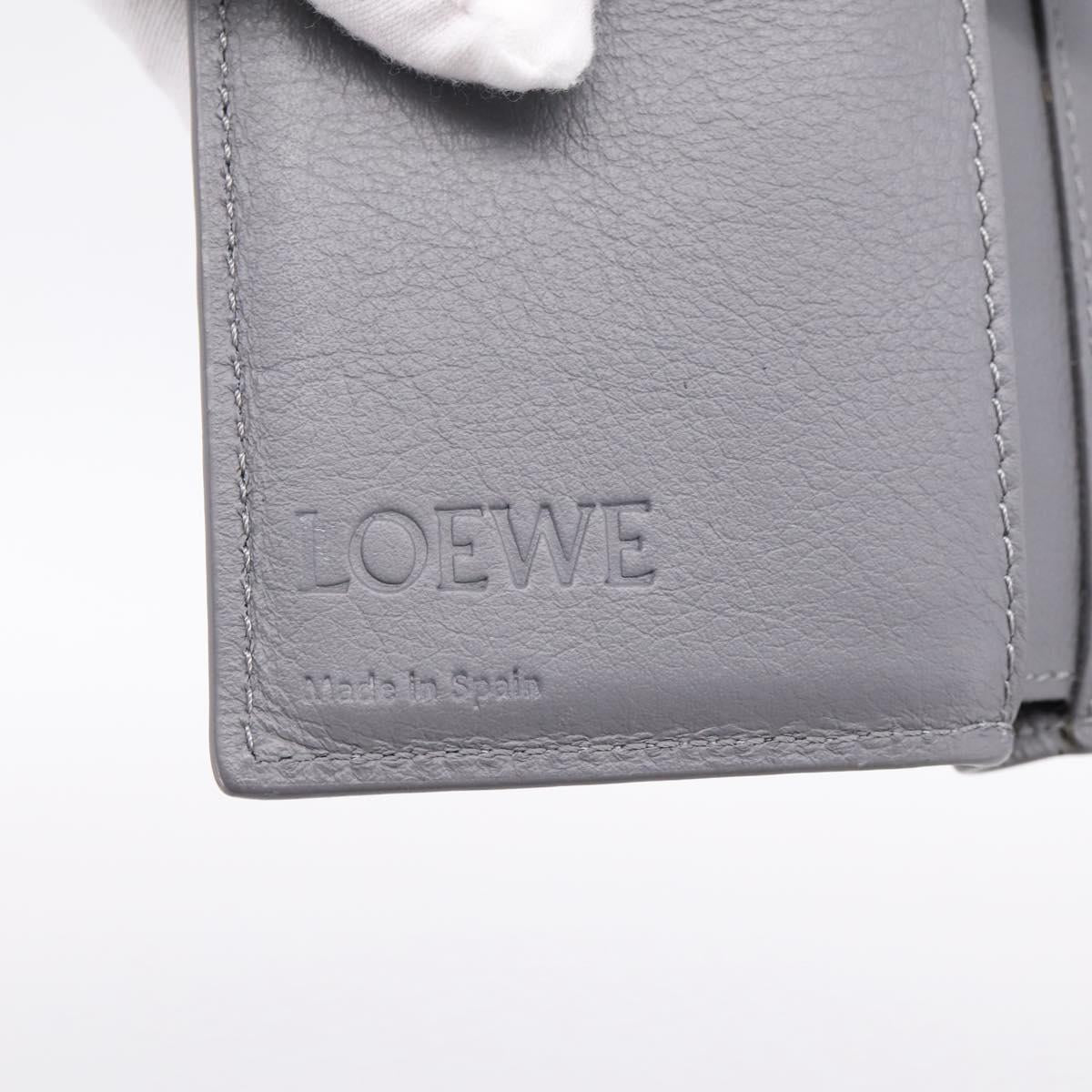 LOEWE Anagram Trifold Wallet Leather Gray Silver Auth 203094A