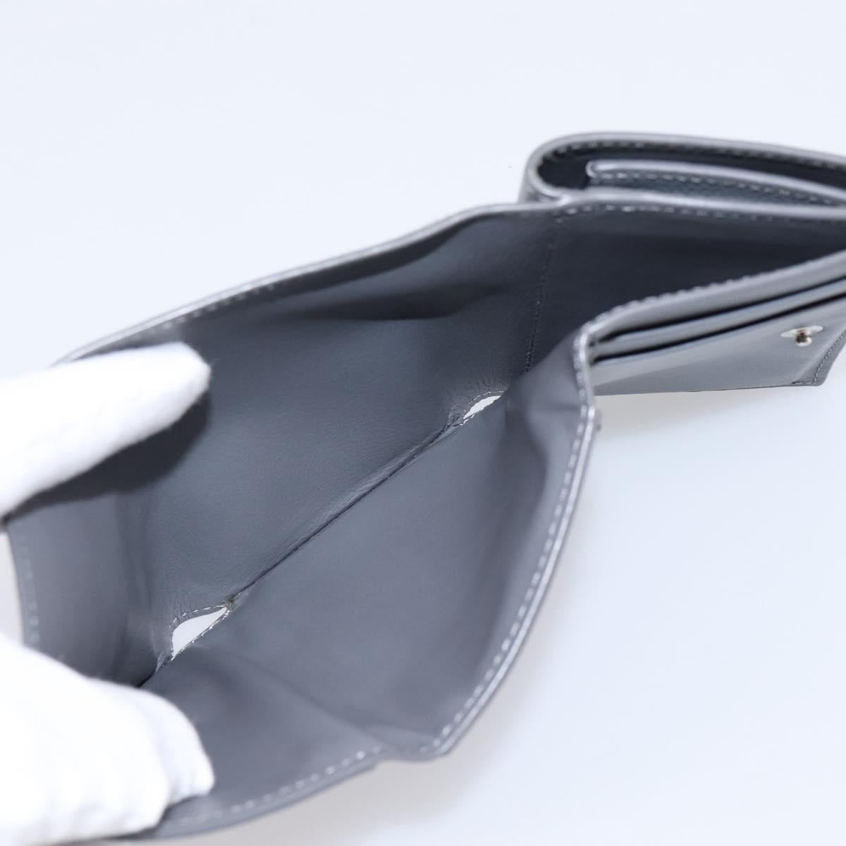 LOEWE Anagram Trifold Wallet Leather Gray Silver Auth 203094A