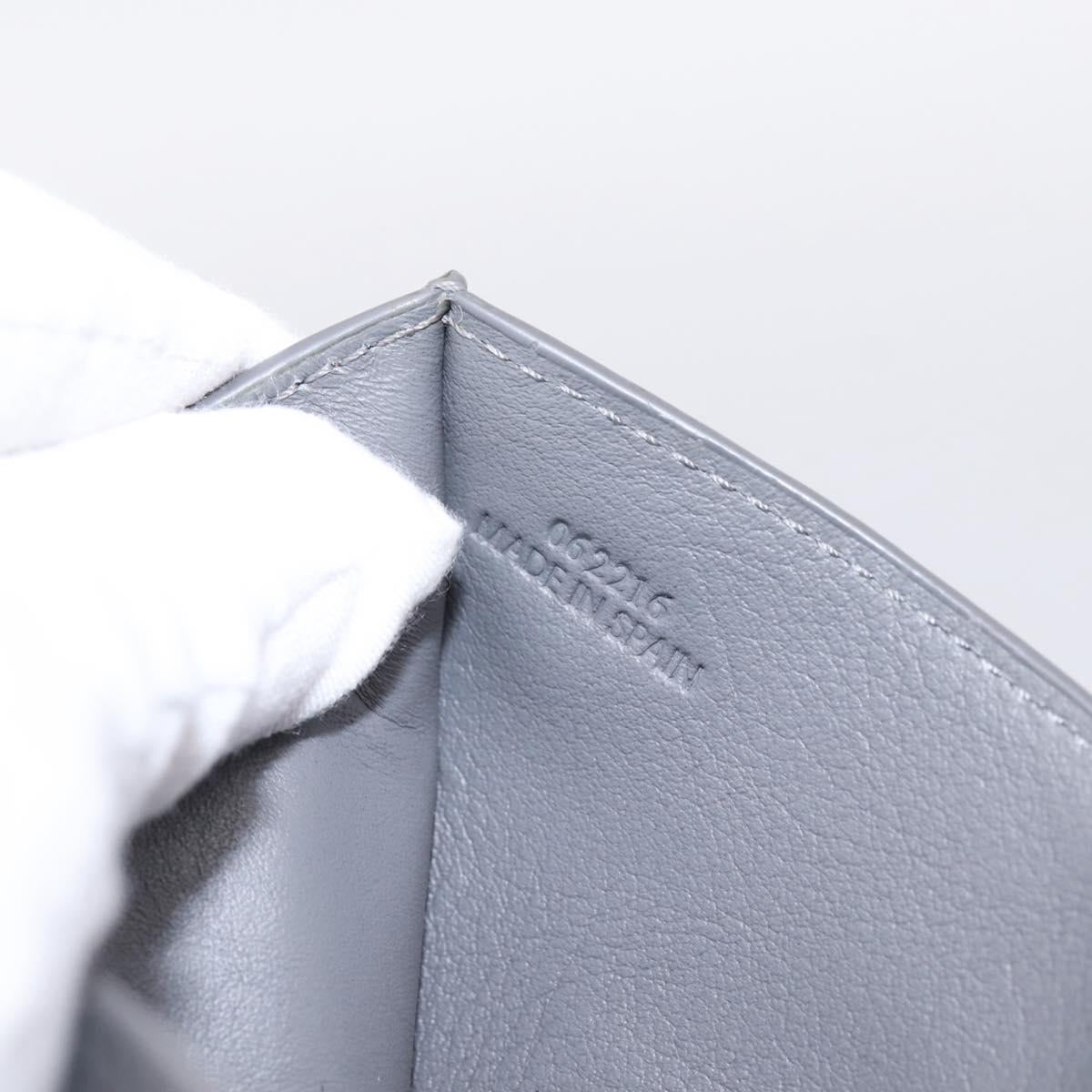 LOEWE Anagram Trifold Wallet Leather Gray Silver Auth 203094A
