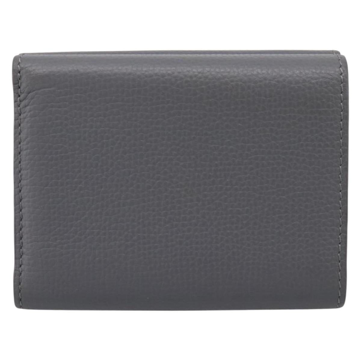 LOEWE Anagram Trifold Wallet Leather Gray Silver Auth 203094A