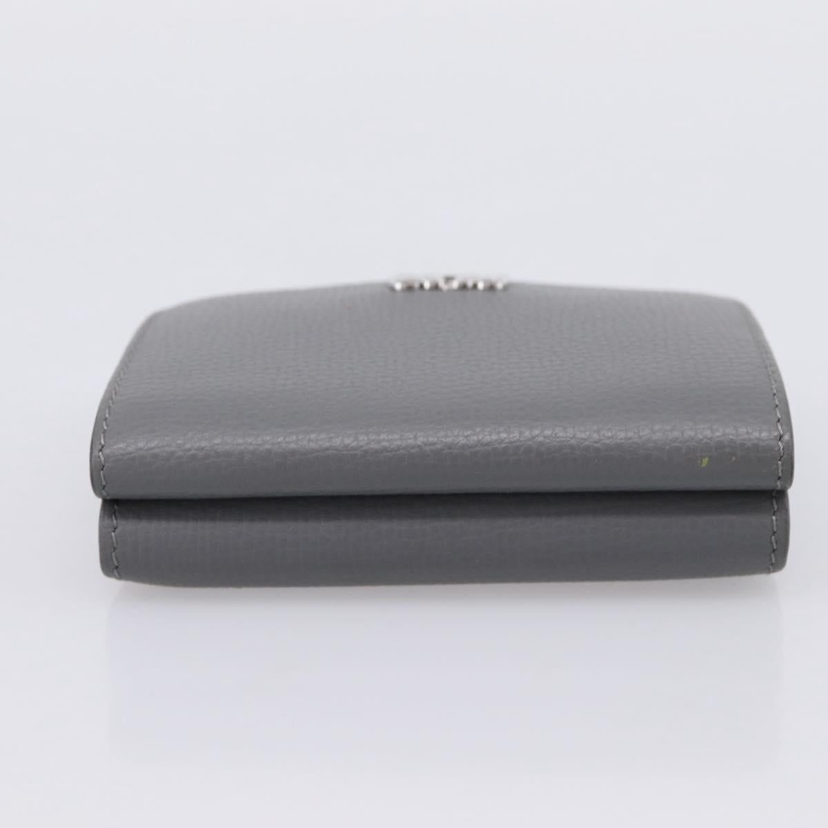 LOEWE Anagram Trifold Wallet Leather Gray Silver Auth 203094A