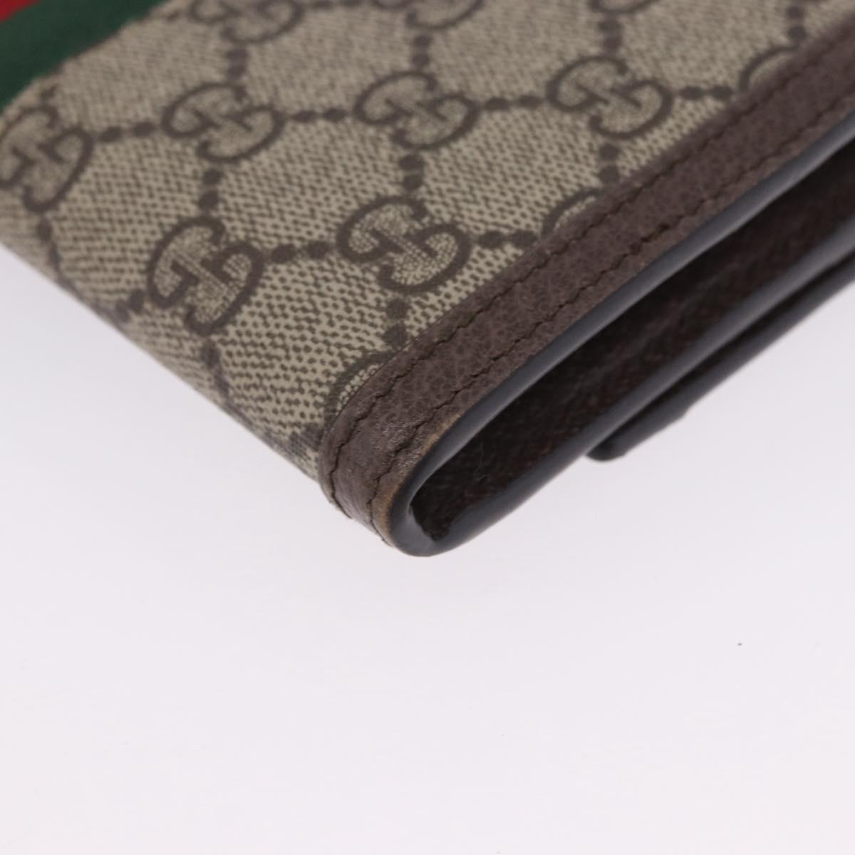 GUCCI GG Supreme Long Wallet PVC Beige Gold Auth 203095M