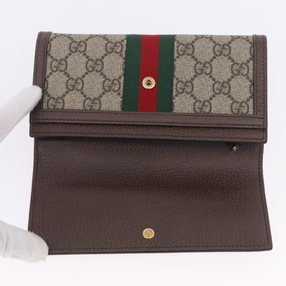 GUCCI GG Supreme Long Wallet PVC Beige Gold Auth 203095M