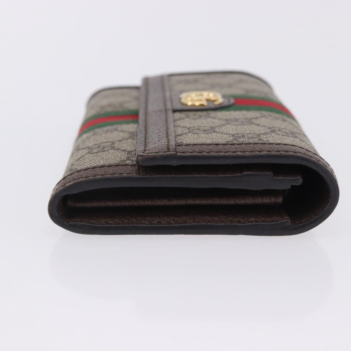 GUCCI GG Supreme Long Wallet PVC Beige Gold Auth 203095M