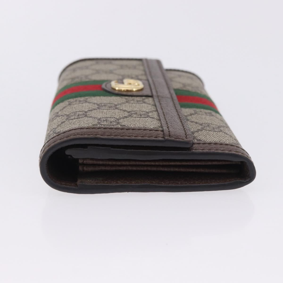 GUCCI GG Supreme Long Wallet PVC Beige Gold Auth 203095M