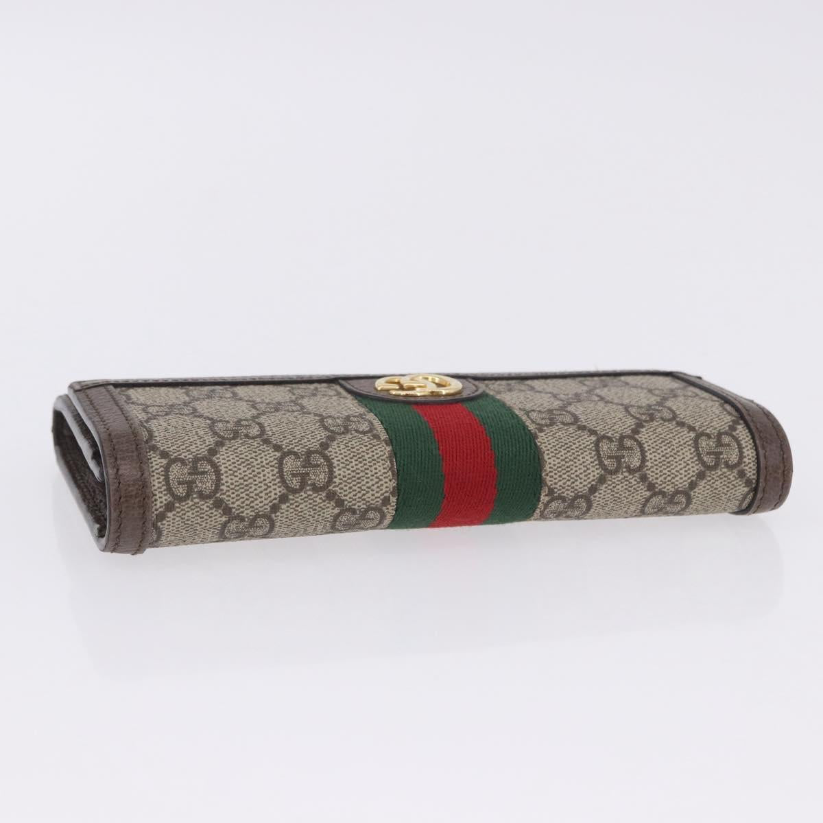 GUCCI GG Supreme Long Wallet PVC Beige Gold Auth 203095M