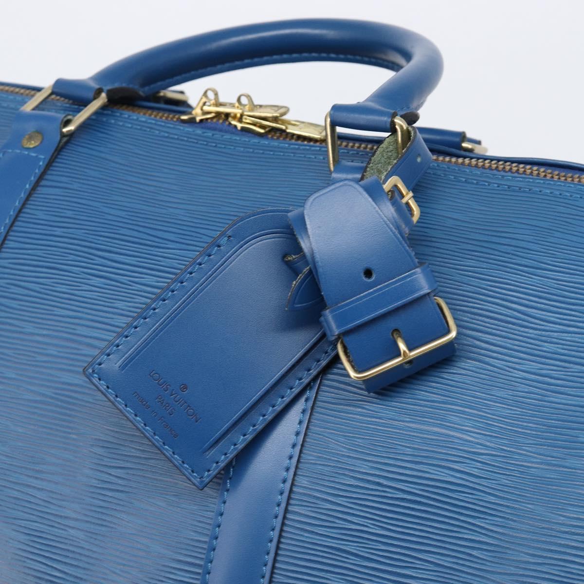 LOUIS VUITTON Epi Keepall 50 Boston Bag Blue M42965 LV Auth 203098V