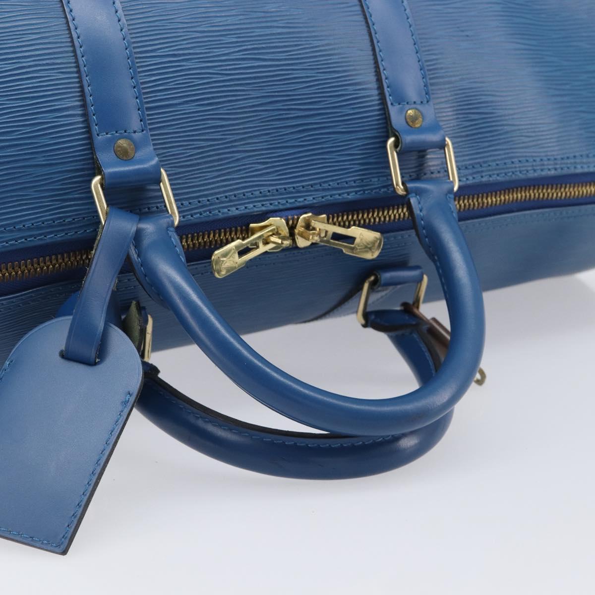 LOUIS VUITTON Epi Keepall 50 Boston Bag Blue M42965 LV Auth 203098V