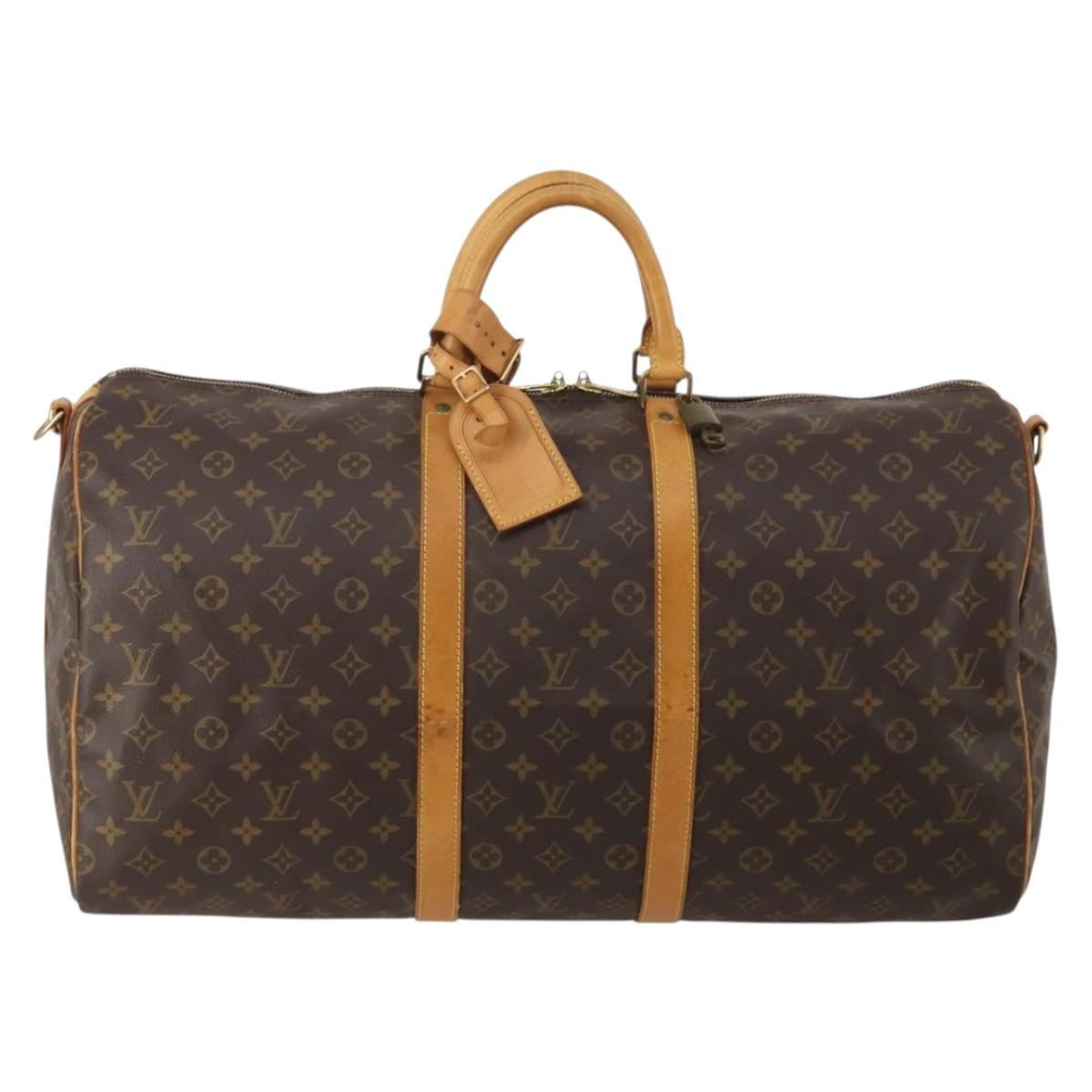 LOUIS VUITTON Monogram Keepall Bandouliere 55 Boston Bag M41414 LV Auth 203099A