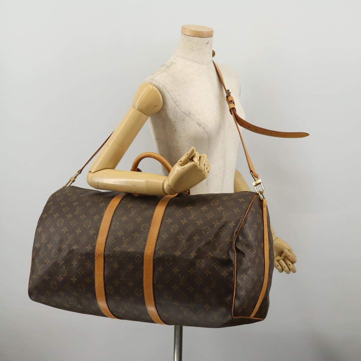 LOUIS VUITTON Monogram Keepall Bandouliere 55 Boston Bag M41414 LV Auth 203099A