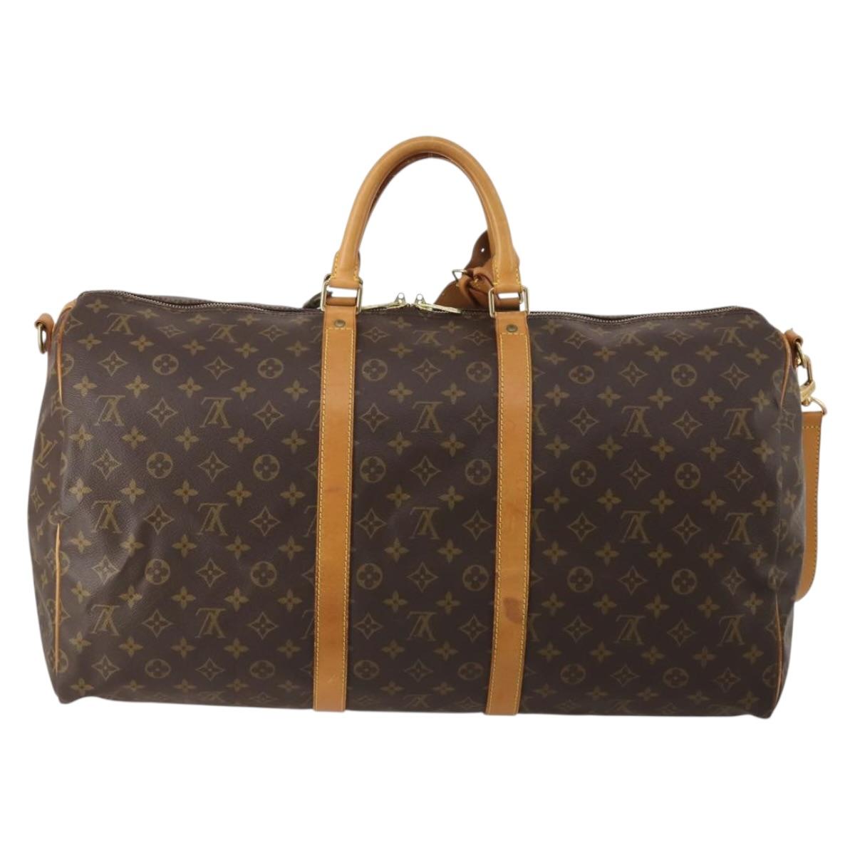 LOUIS VUITTON Monogram Keepall Bandouliere 55 Boston Bag M41414 LV Auth 203099A