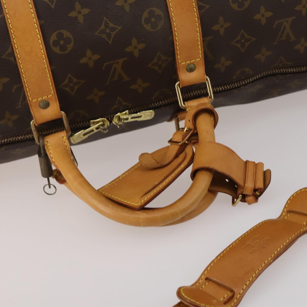 LOUIS VUITTON Monogram Keepall Bandouliere 55 Boston Bag M41414 LV Auth 203099A