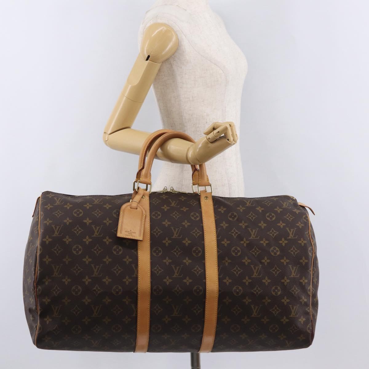 LOUIS VUITTON Monogram Keepall 55 Boston Bag M41424 LV Auth 203102A