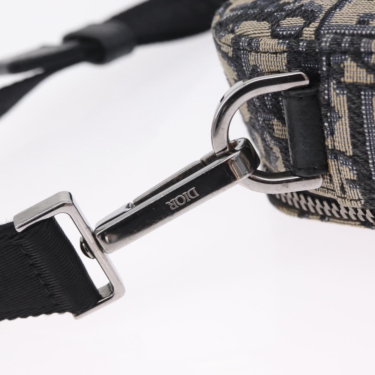 Christian Dior Trotter Canvas Safari Bag Jacquard Navy Silver Auth 203107SAM