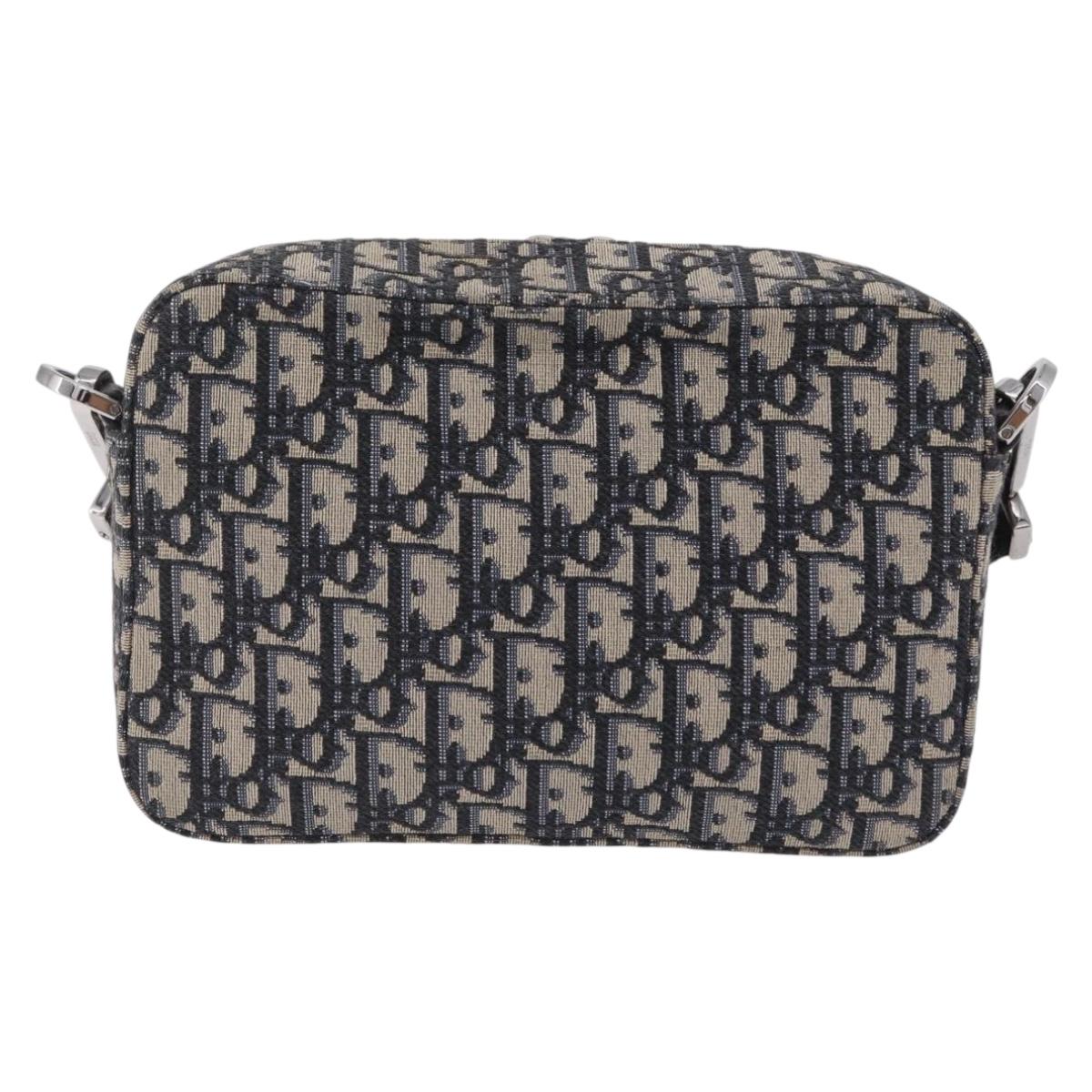 Christian Dior Trotter Canvas Safari Bag Jacquard Navy Silver Auth 203107SAM