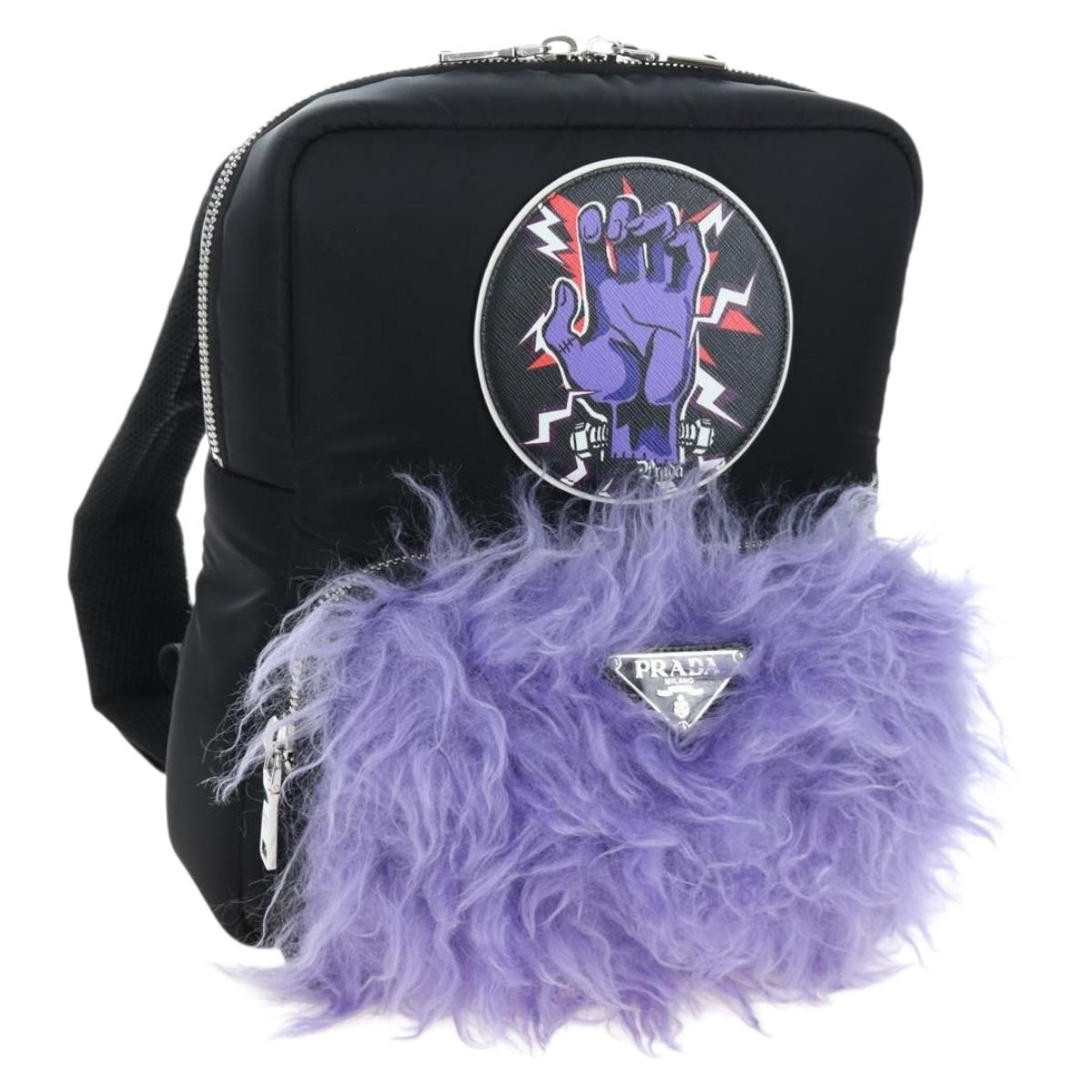 PRADA Frankenstein Backpack Nylon Black Purple Auth 203108M