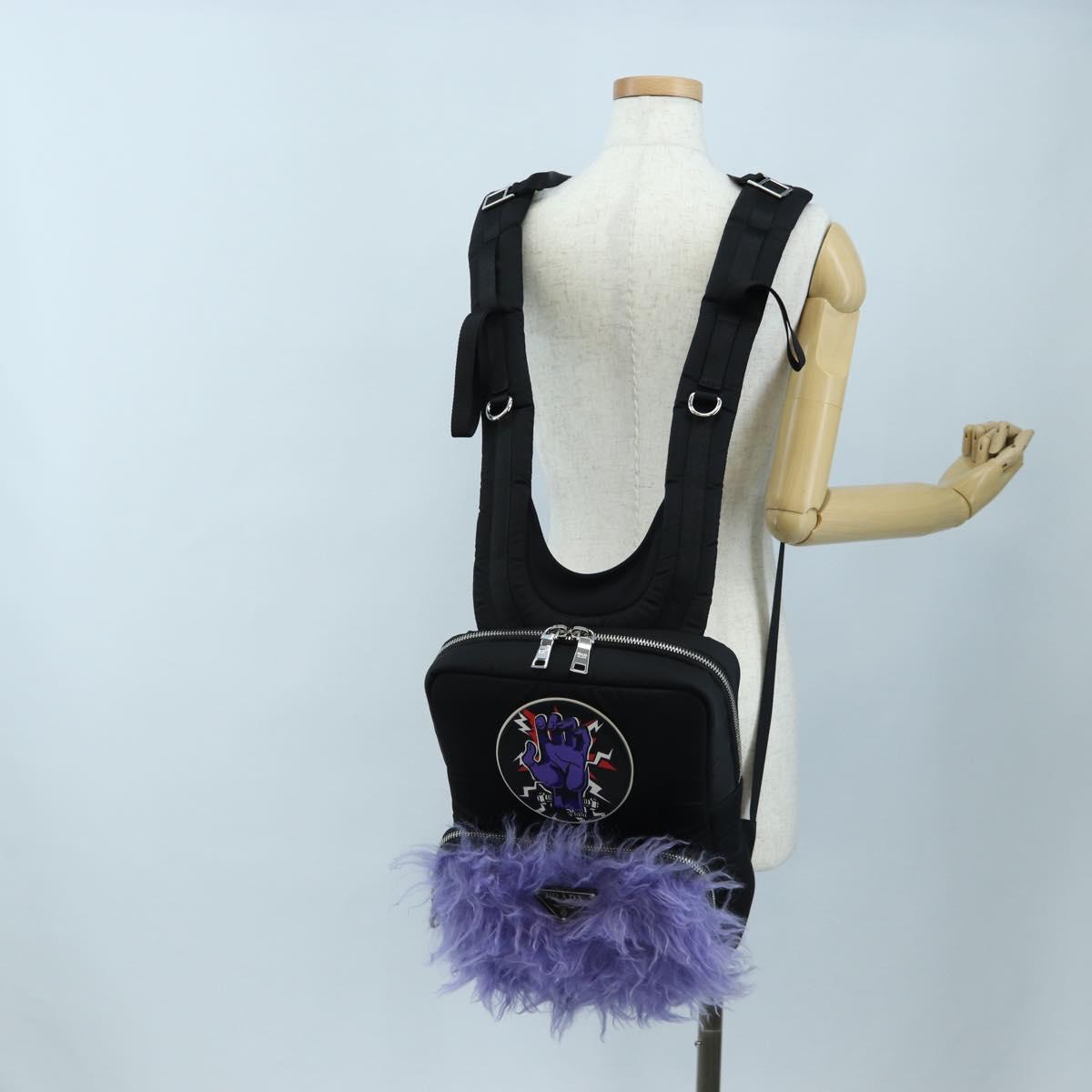 PRADA Frankenstein Backpack Nylon Black Purple Auth 203108M