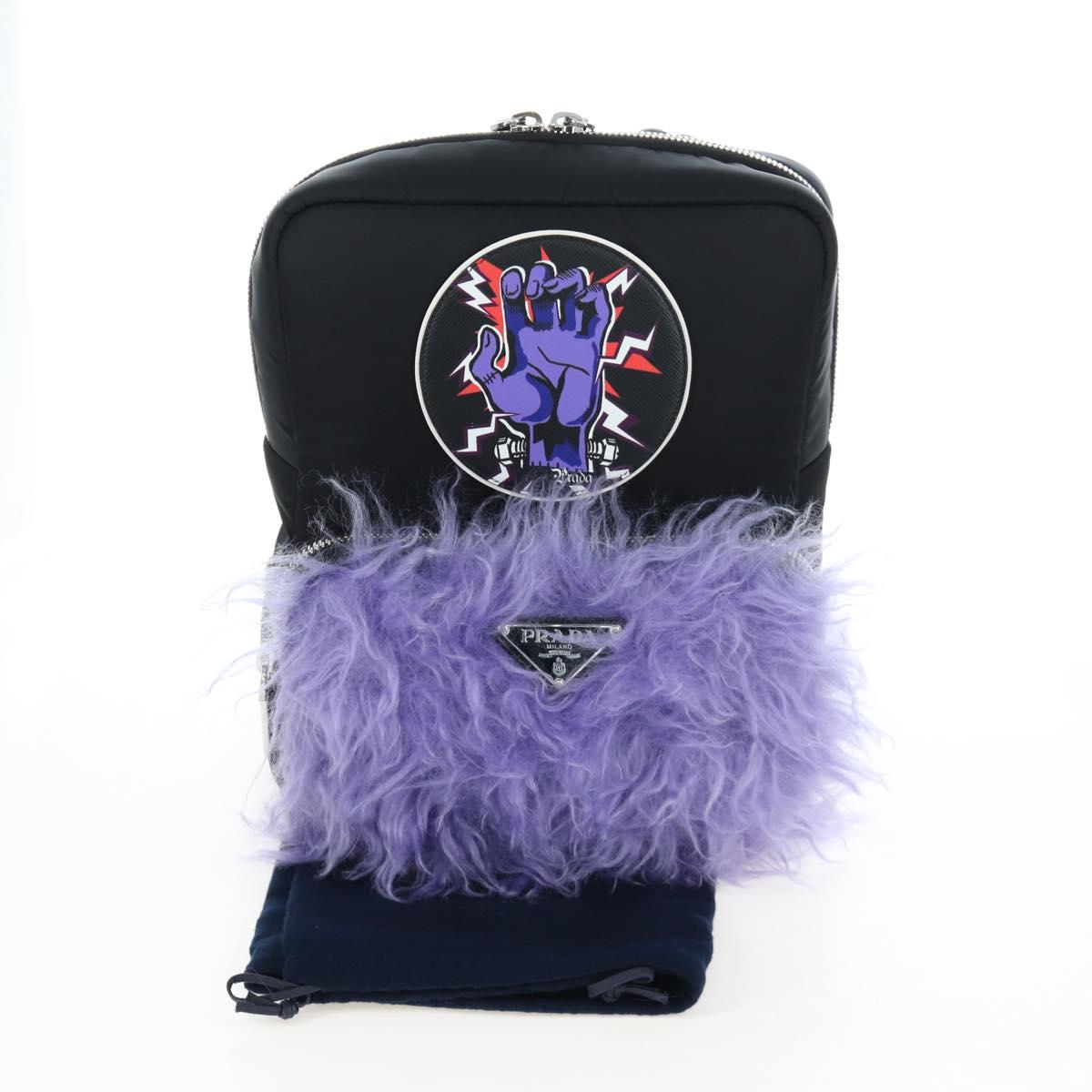 PRADA Frankenstein Backpack Nylon Black Purple Auth 203108M