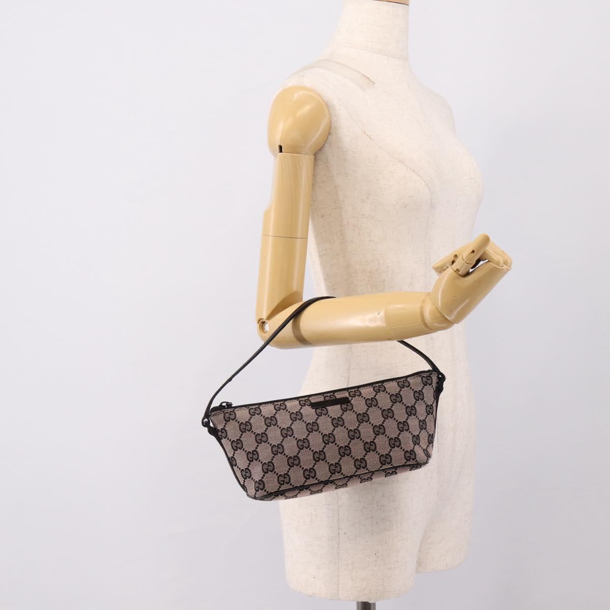 GUCCI GG Canvas Accessory Pouch Black 07198 Auth 203111A