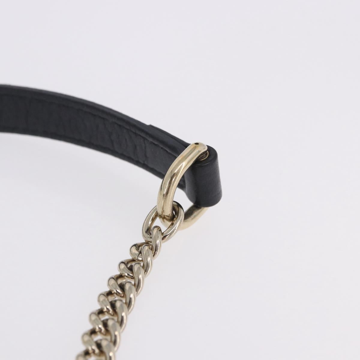 GUCCI Interlocking Chain Bag Leather Outlet Black Gold 510304 Auth 203114V