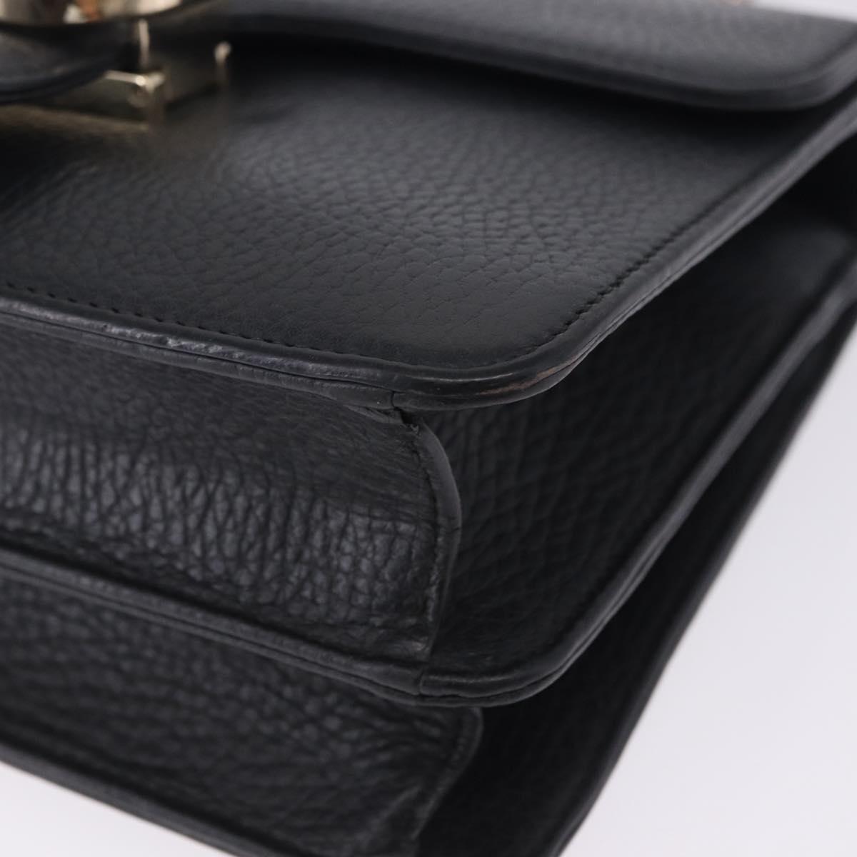 GUCCI Interlocking Chain Bag Leather Outlet Black Gold 510304 Auth 203114V