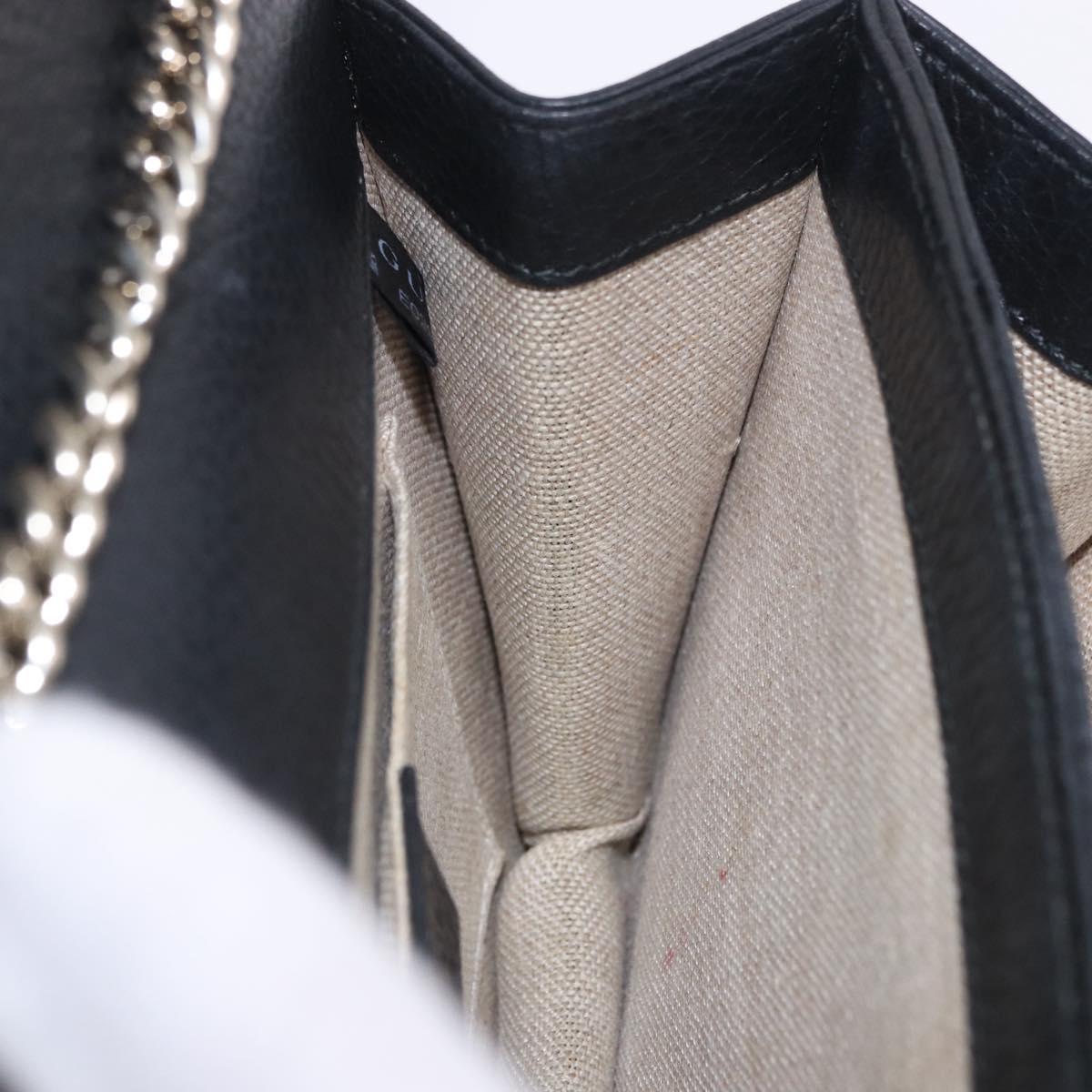 GUCCI Interlocking Chain Bag Leather Outlet Black Gold 510304 Auth 203114V