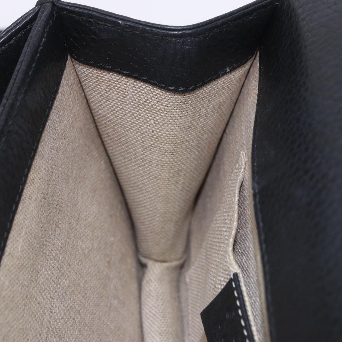 GUCCI Interlocking Chain Bag Leather Outlet Black Gold 510304 Auth 203114V