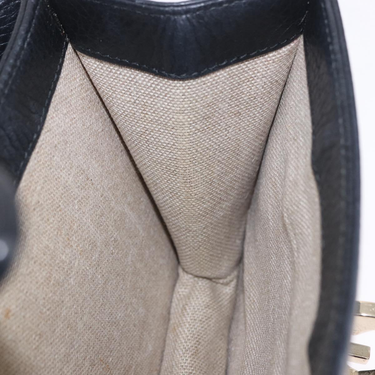 GUCCI Interlocking Chain Bag Leather Outlet Black Gold 510304 Auth 203114V
