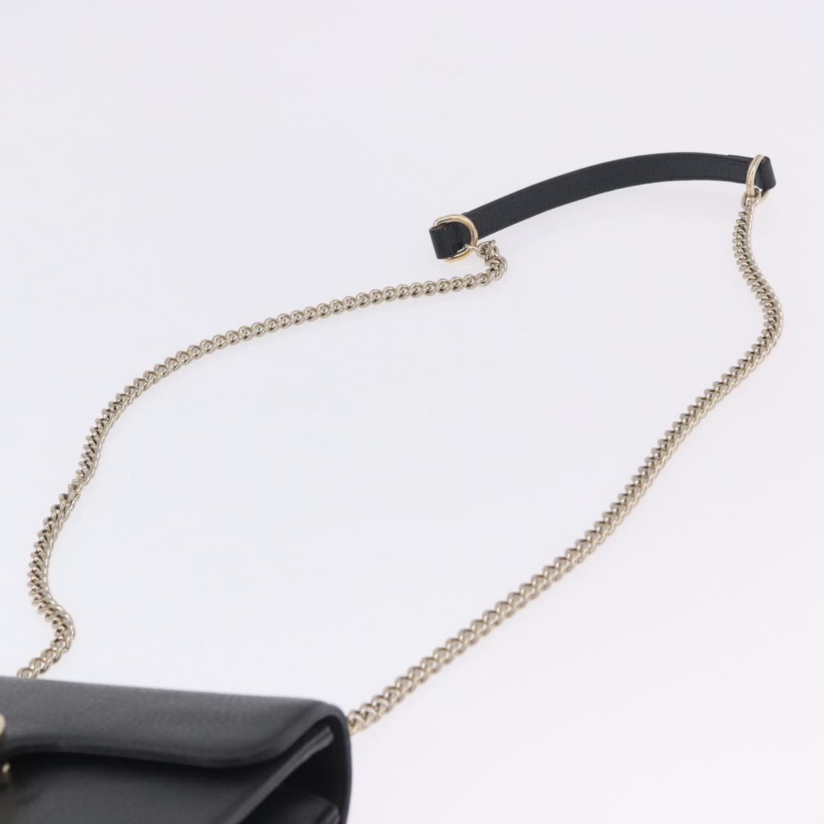 GUCCI Interlocking Chain Bag Leather Outlet Black Gold 510304 Auth 203114V
