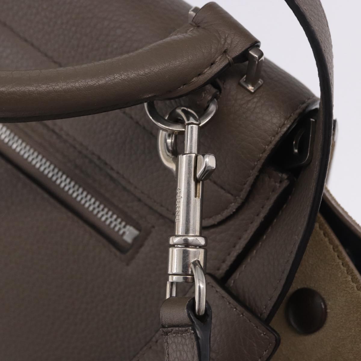 CELINE Trapeze Hand Bag Suede Leather 2way Beige Silver Auth 203116V