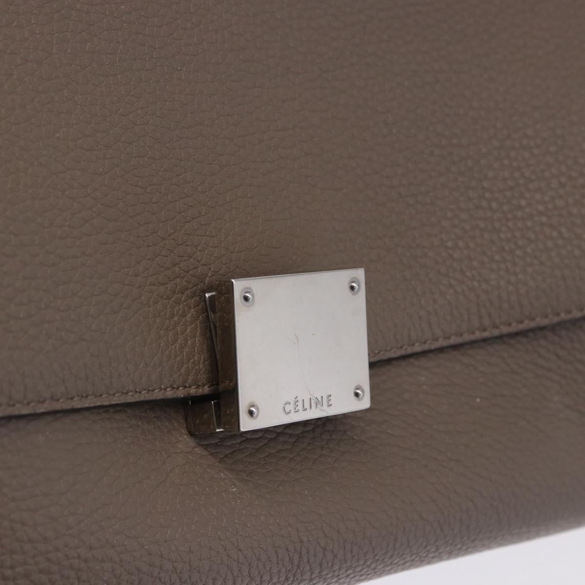 CELINE Trapeze Hand Bag Suede Leather 2way Beige Silver Auth 203116V