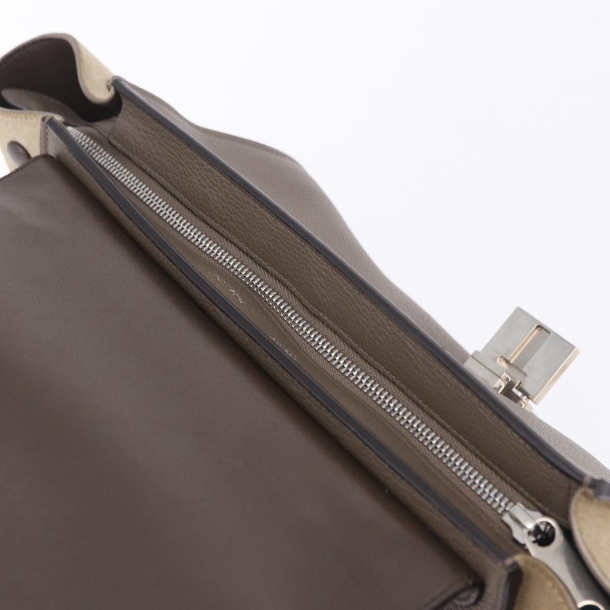 CELINE Trapeze Hand Bag Suede Leather 2way Beige Silver Auth 203116V