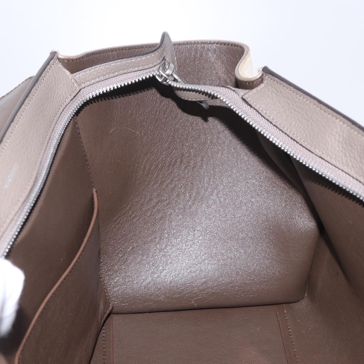 CELINE Trapeze Hand Bag Suede Leather 2way Beige Silver Auth 203116V