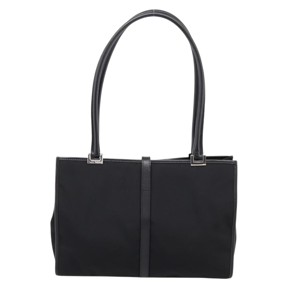 GUCCI Jackie Hand Bag Nylon Black Silver 002 1073 Auth 203119A
