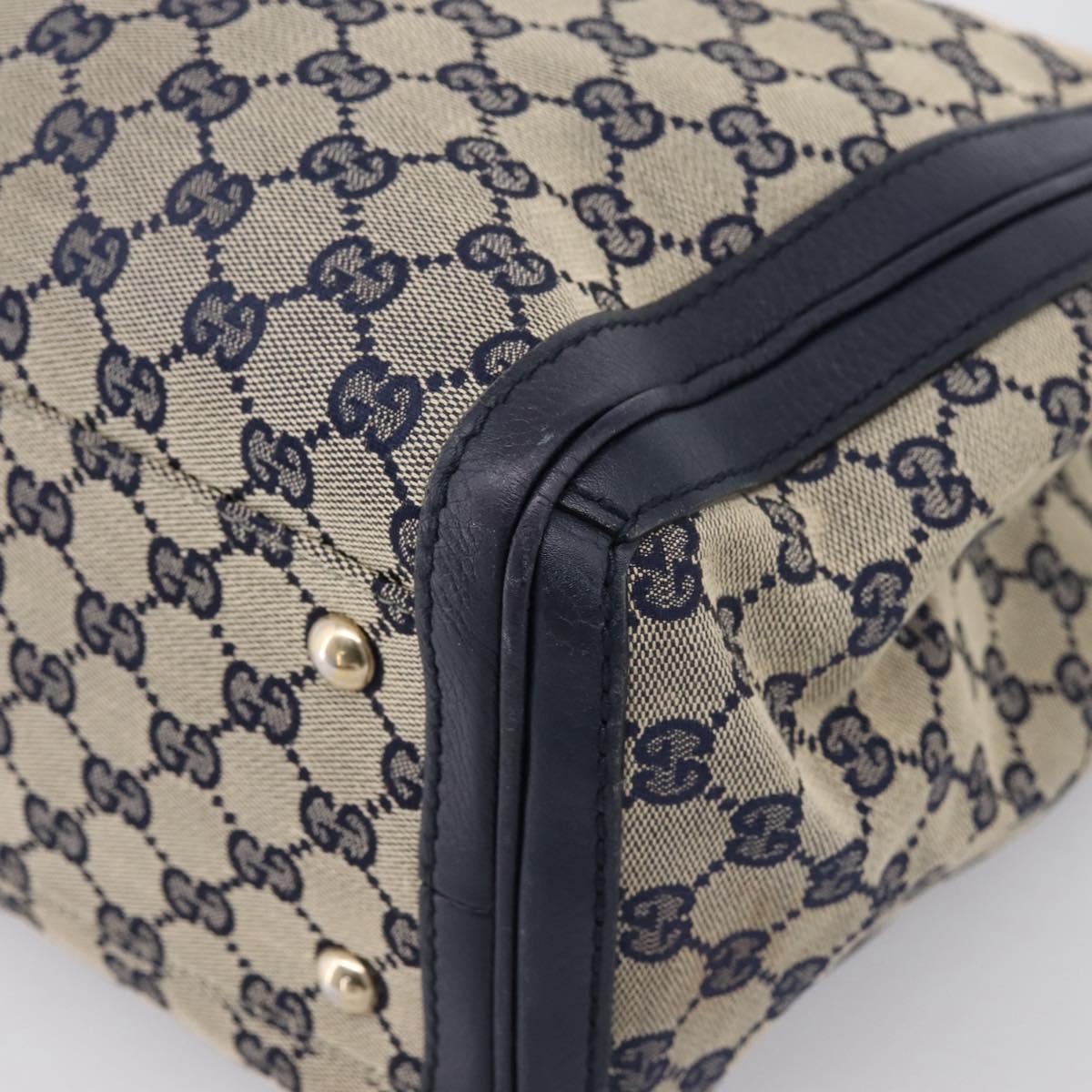 GUCCI GG Canvas Bella Bamboo Tassel Tote Bag Navy Gold Tone 269945 Auth 203126A