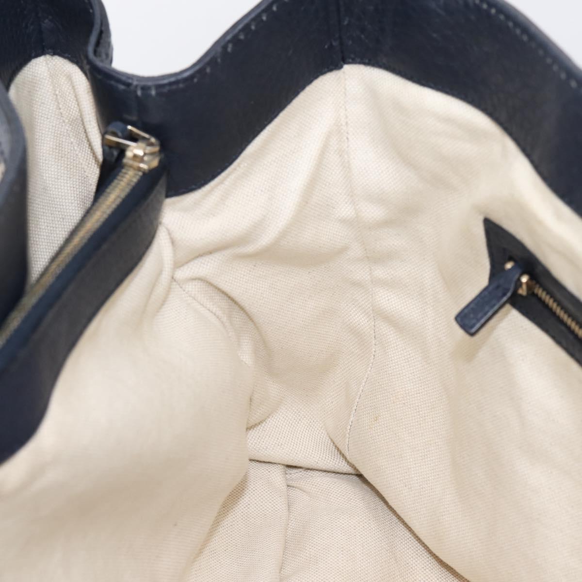 GUCCI GG Canvas Bella Bamboo Tassel Tote Bag Navy Gold Tone 269945 Auth 203126A