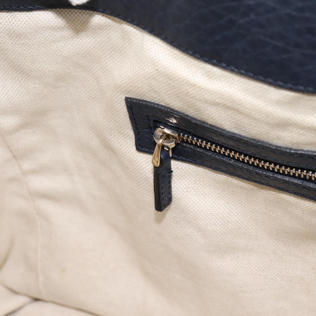GUCCI GG Canvas Bella Bamboo Tassel Tote Bag Navy Gold Tone 269945 Auth 203126A
