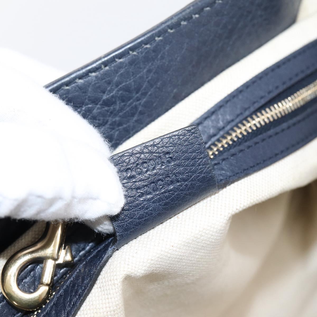 GUCCI GG Canvas Bella Bamboo Tassel Tote Bag Navy Gold Tone 269945 Auth 203126A