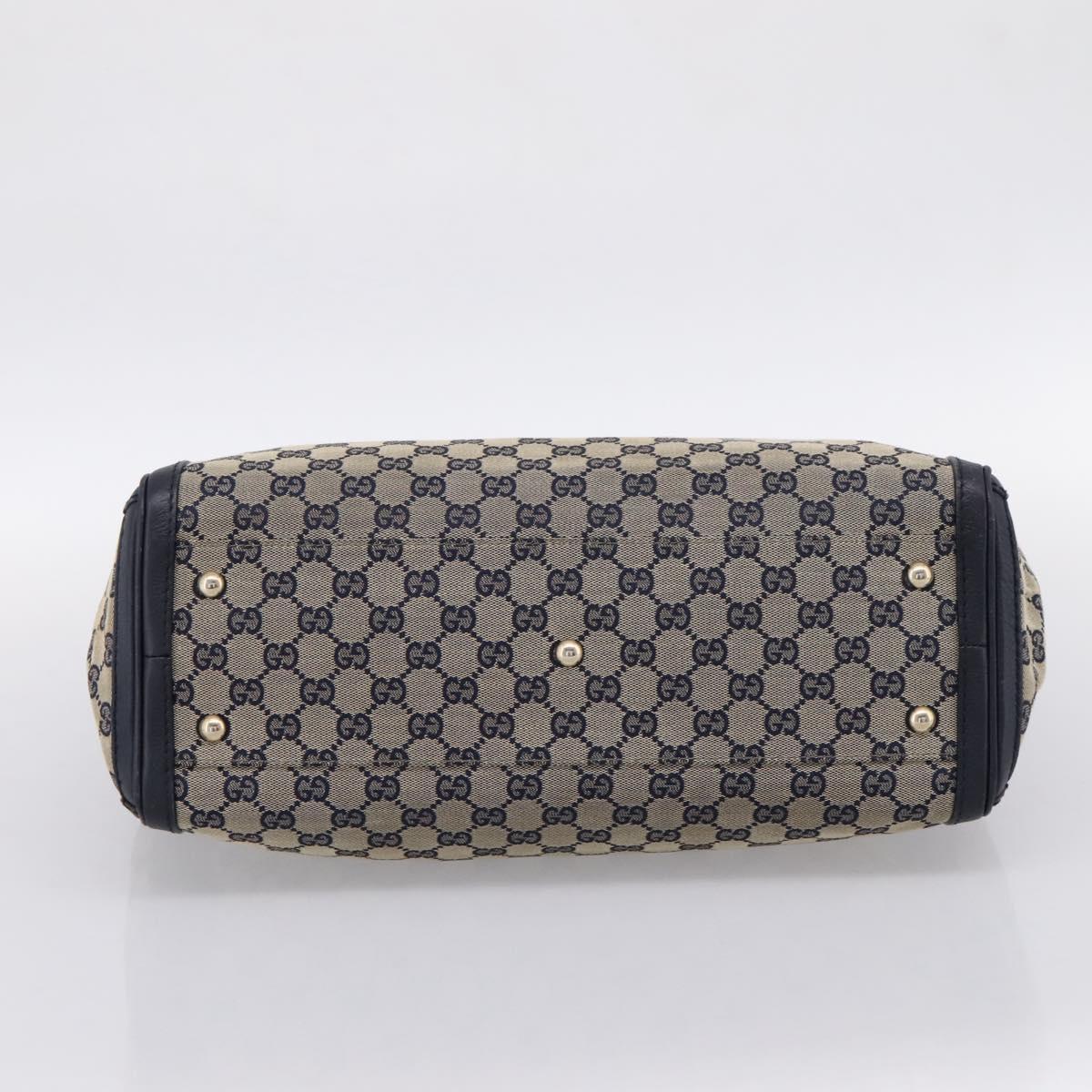 GUCCI GG Canvas Bella Bamboo Tassel Tote Bag Navy Gold Tone 269945 Auth 203126A