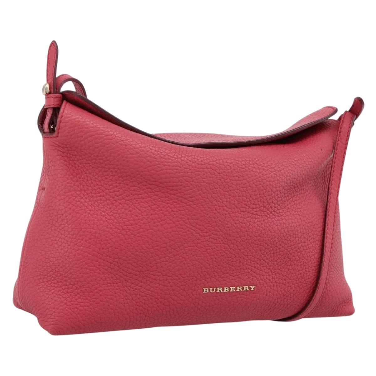 BURBERRY Shoulder Bag Leather Pink Gold Auth 203127
