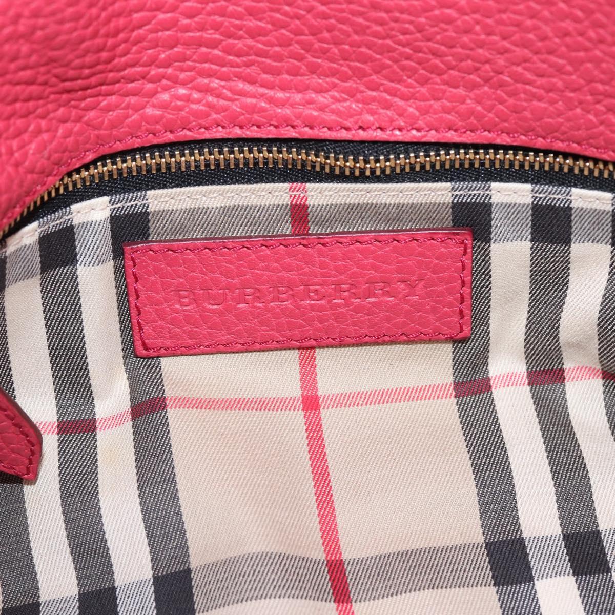BURBERRY Shoulder Bag Leather Pink Gold Auth 203127