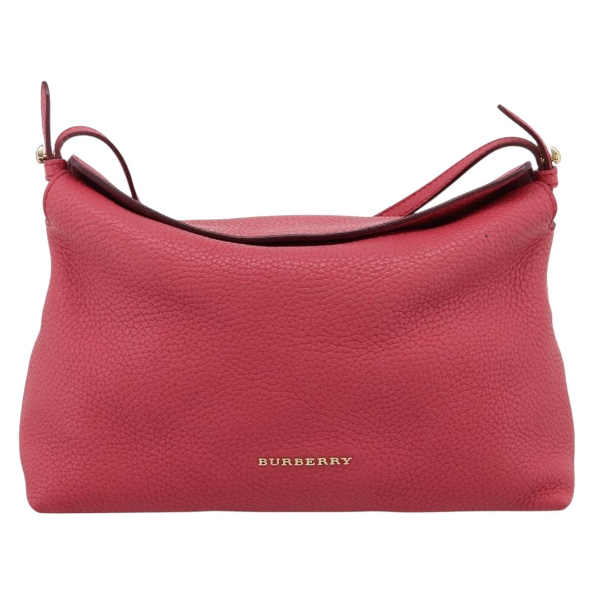 BURBERRY Shoulder Bag Leather Pink Gold Auth 203127