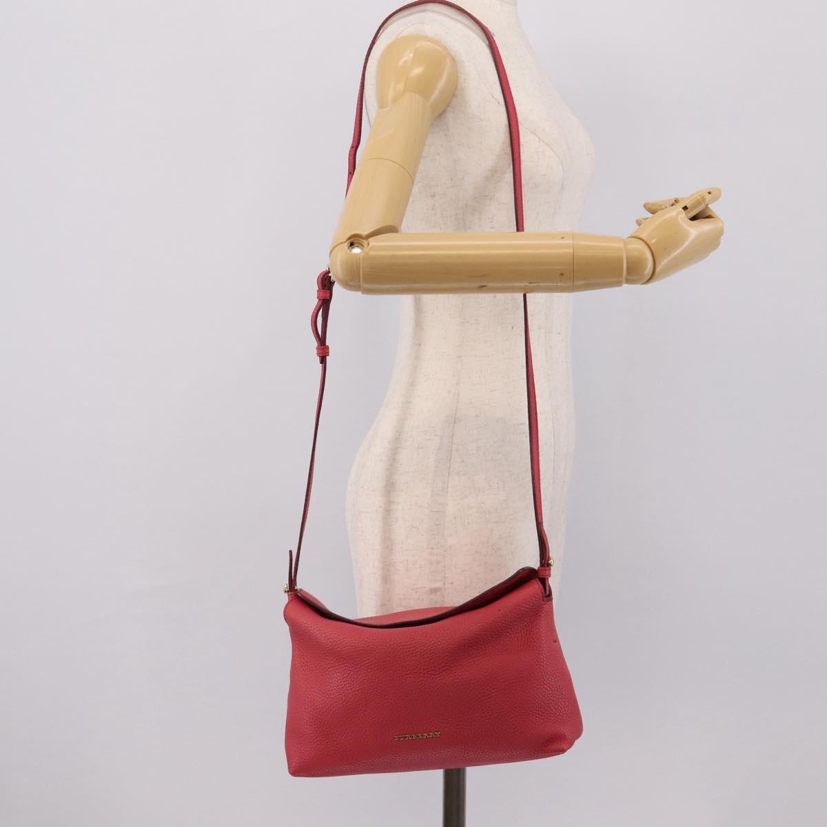BURBERRY Shoulder Bag Leather Pink Gold Auth 203127