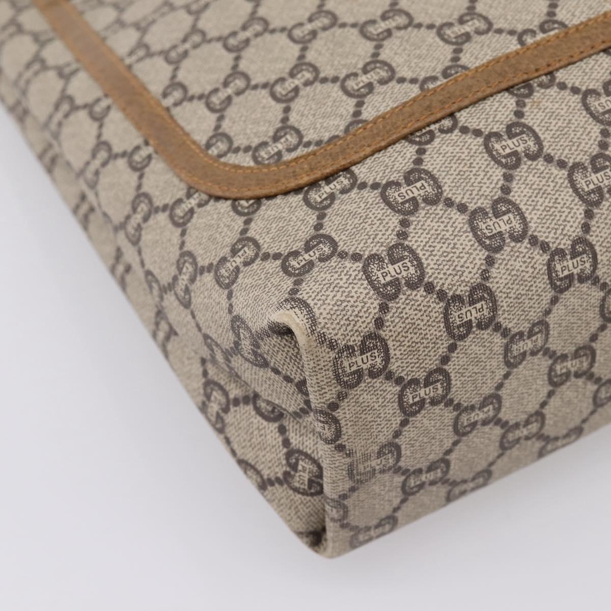 GUCCI GG Plus Supreme Web Sherry Line Tote Bag PVC Beige Gold Auth 203128