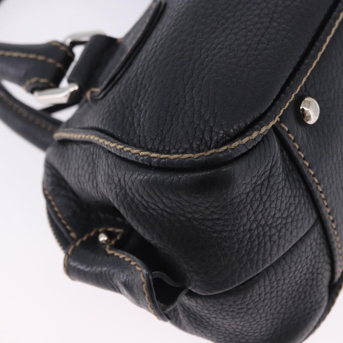CHANEL Hand Bag Caviar Skin Black Silver CC Auth 203129V