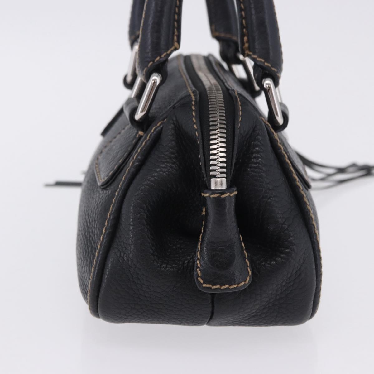 CHANEL Hand Bag Caviar Skin Black Silver CC Auth 203129V
