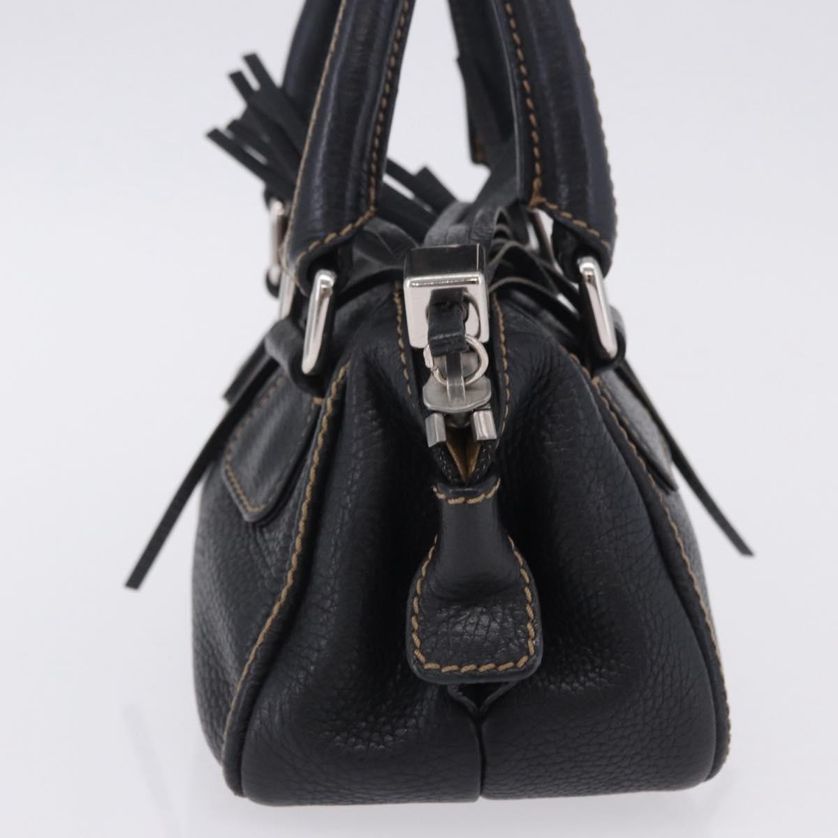CHANEL Hand Bag Caviar Skin Black Silver CC Auth 203129V