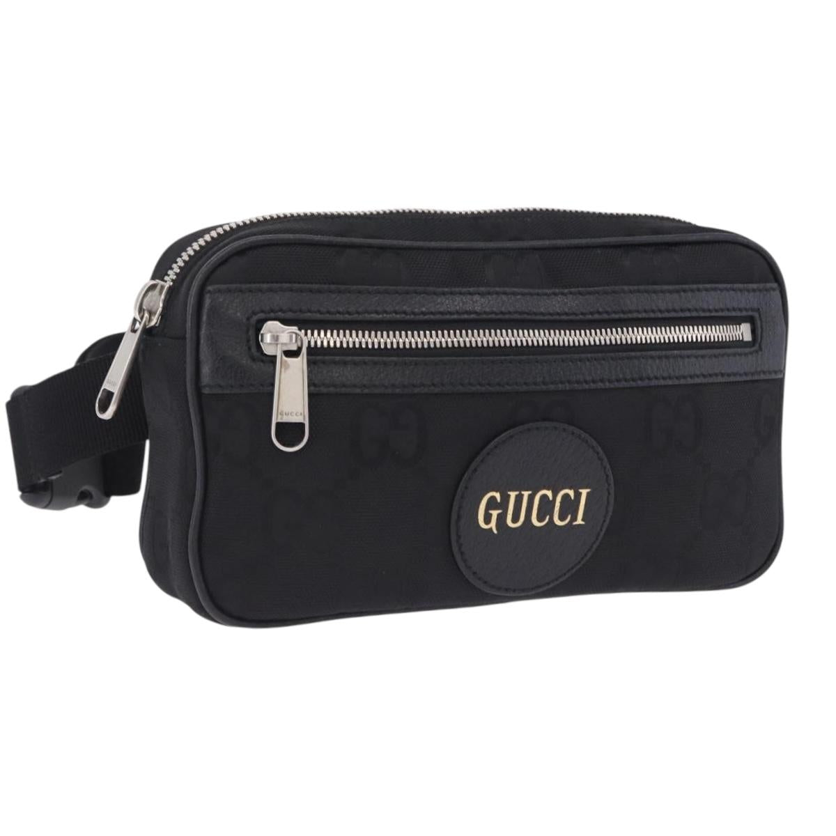 GUCCI GG Canvas Off The Grid Waist Bag Black Silver 631341 Auth 203130A